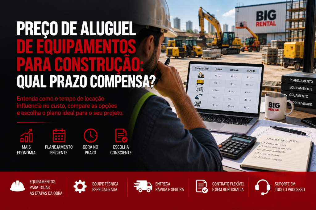 preço de aluguel de equipamentos para construção